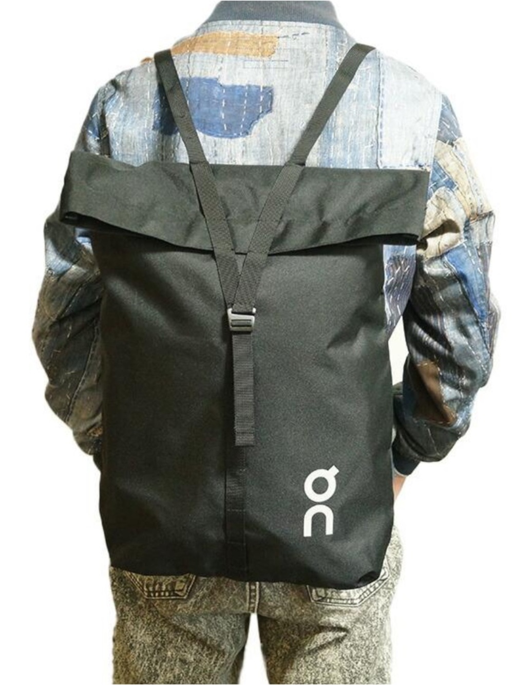 On Running Black Roll-Top Backpack Tote with Front Buckle